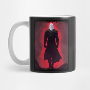 Monster Slayer in a Red Background - Black - Fantasy Witcher Mug